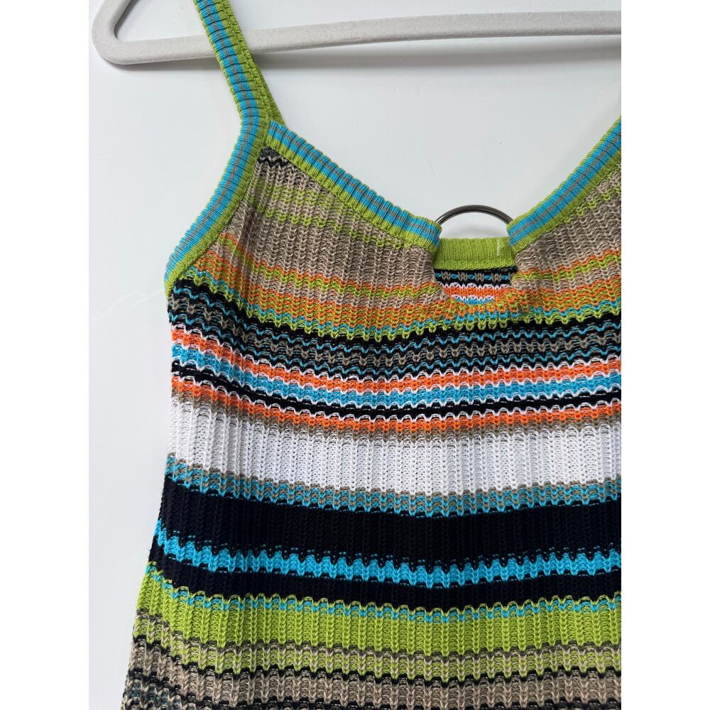 Vintage Blu Ice Made in Italy Multicolor Striped Knit O-Ring Dress